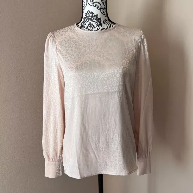 Sincerely Jules Animal Print Silky Top Blouse - Pale Pink - Size M