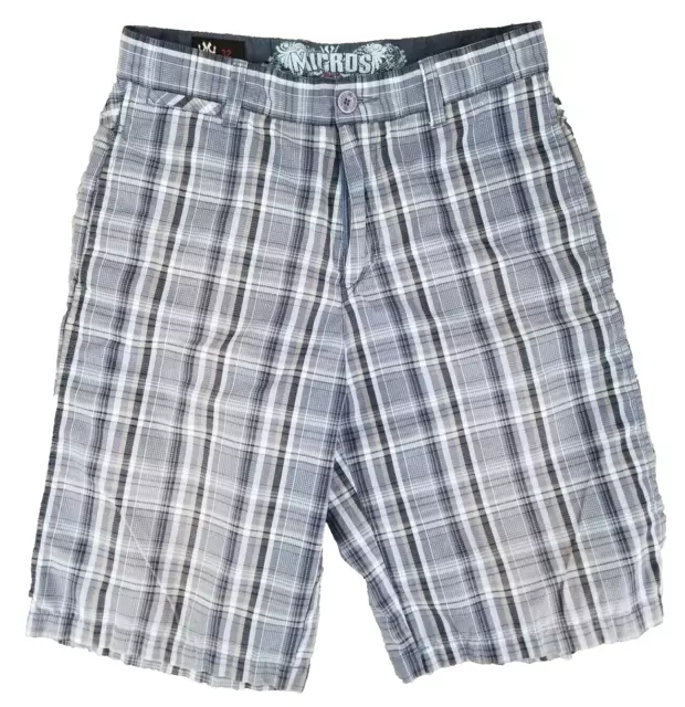 Micros Clothing Plaid Shorts Mens 32x11 Blue Surf Skate