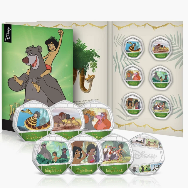Silver Rounds Collection Book DISNEY THE JUNGLE Book Movie Moments 6 Silver Coin Collection Limited ...