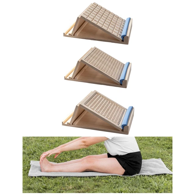 Planche inclinée en bois, planche d'inclinaison réglable et civière pour mollet, planche extensible – Poignée latérale supplémentaire pour la portabilité – Marron