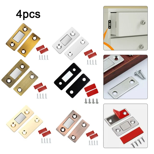 4 Sets Invisible Punch-Free Magnetic Door Cabinet Closer Stoppers Latch Closure