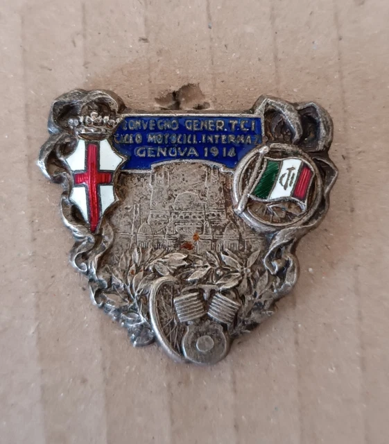 Spilla Convegno Generale T.C.I. Ciclo-Motociclistico Internazionale Genova 1914
