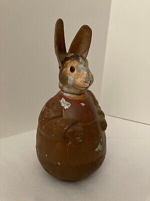 Vtg Inspired Heavy Cast Iron Roly Poly Bunny Rabbit Country Farmhouse Primitive