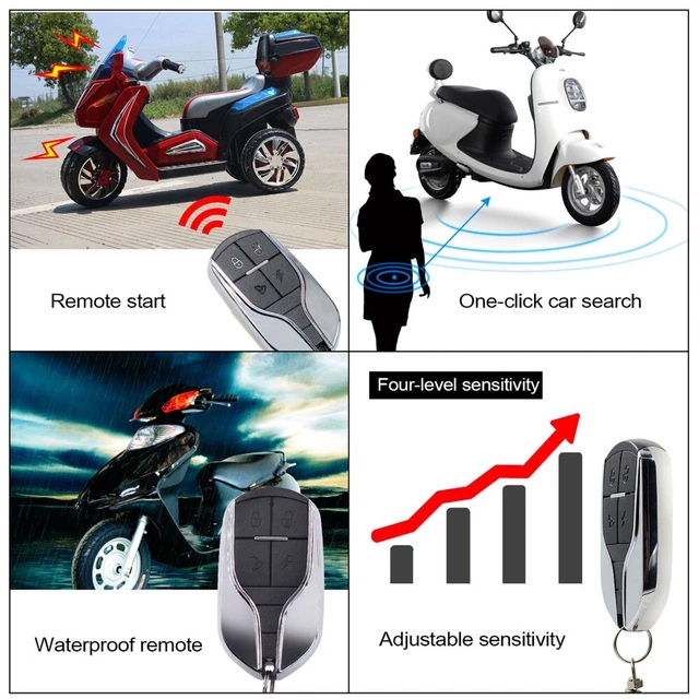 moto Dispositif d'alarme de moto Kit d'alarme sans fil Sécurité anti-vol 7