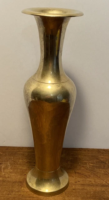 Vintage Polished Brass Vase 10" Made In India