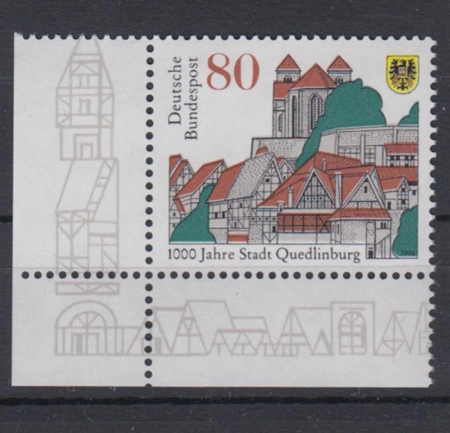 Bund 1765 Eckrand links unten 1000 Jahre Stadt Quedlinburg 80 Pf postfrisch