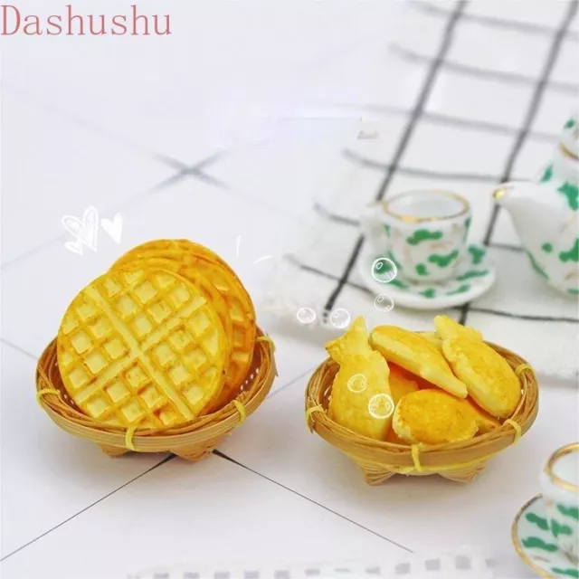 6 Stück Maßstab 1:12 Puppenhaus Miniatur Waffel Kuchen Backen Essen Zubehör Set