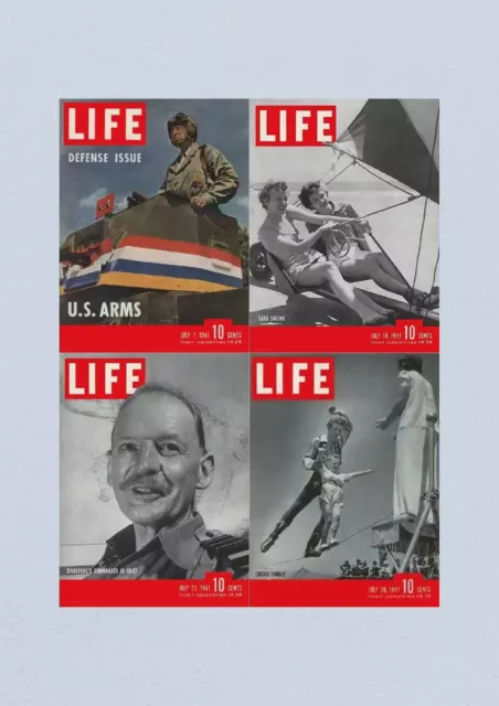 Life Magazine Lot of 4 Full Month of July 1941 7, 14, 21, 28 WWII ERA