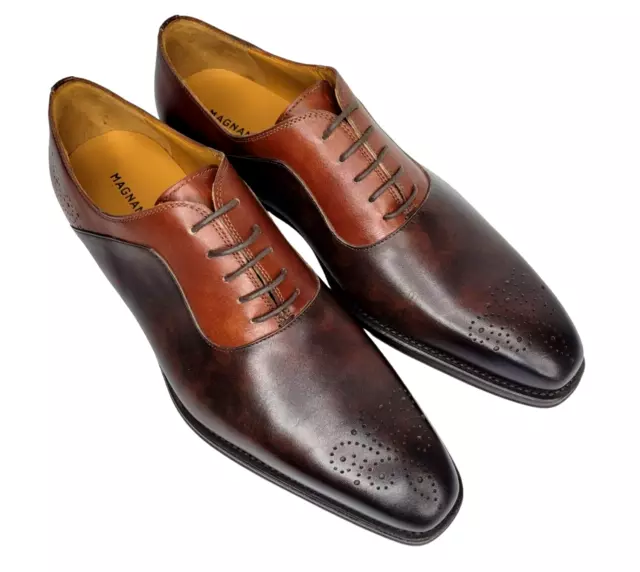 NEW- MAGNANNI Spectator Leather Oxford, Brown/ Cognac, Men's 9  M, MSRP $495