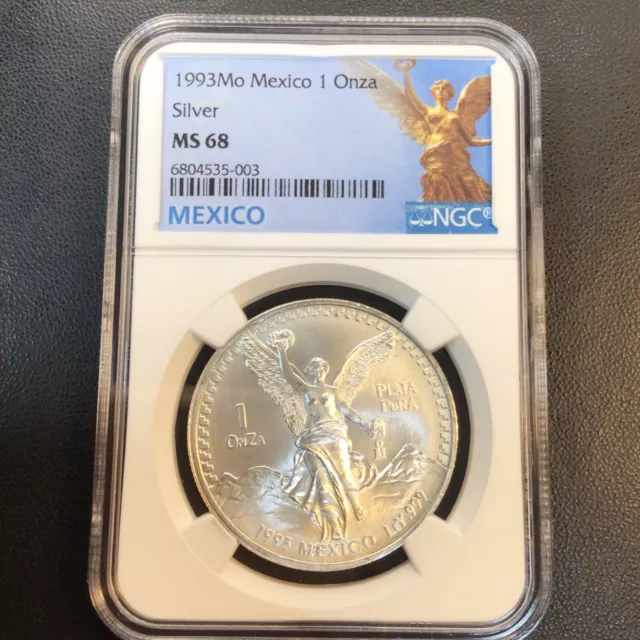 Ngc Ms68 | 1993 Mexico Silver 1 Onza Libertad Ngc Ms 68 Scarce | Pop Of Only 229
