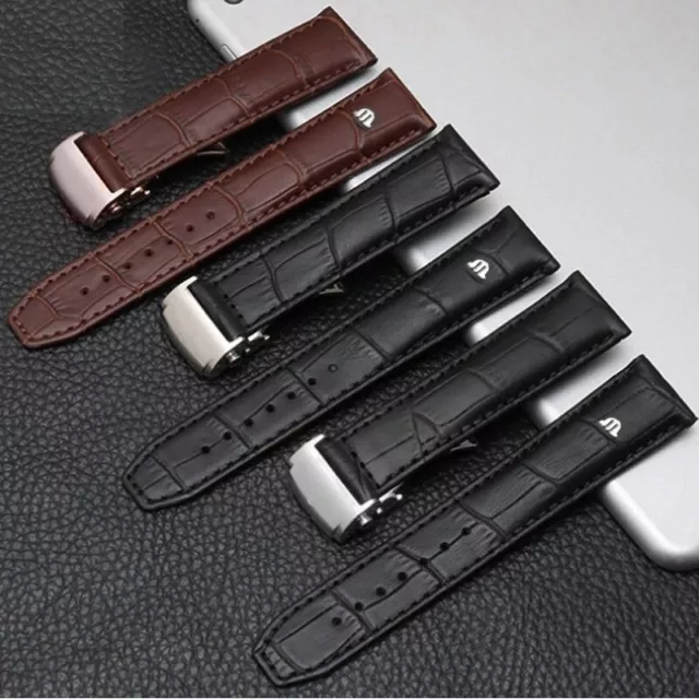 Genuine Leather Watchband Fit For MAURICE LACROIX Folding Buckle Leisure Straps