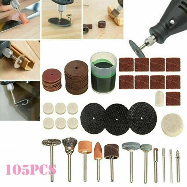 105 piezas Juego de herramientas de rectificado eléctrico Mini almohadillas de pulido rotativas Bits