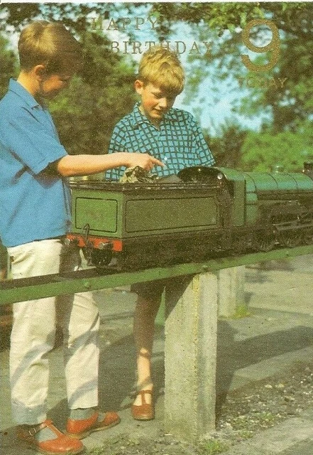 9th Happy Birthday Vintage 1970's Boys Greeting Card 9 Years Old Model Train Set