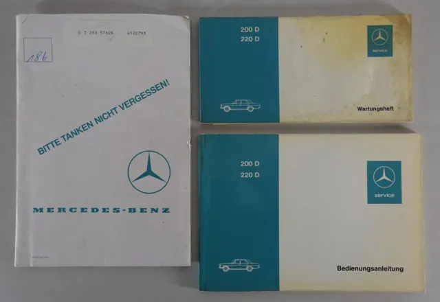 Bordmappe + Betriebsanleitung Mercedes W115 Diesel /8 200 D + 220 D von 05/1972