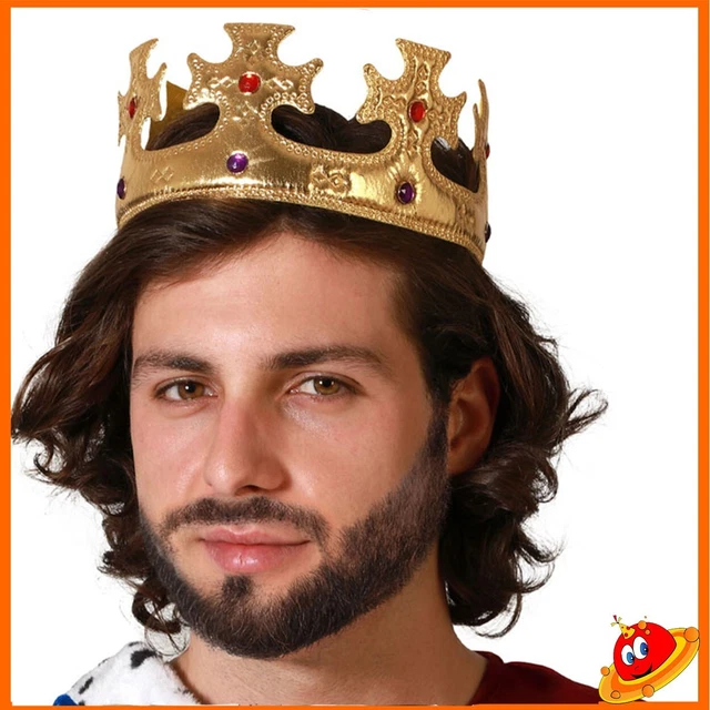 Corona Per Bambini In Tessuto Dorato - Costume Re, Principessa, Carnevale - Foto 3