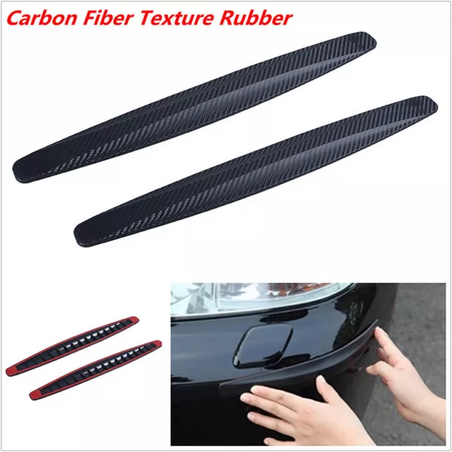 2xBlack Carbon Fiber Texture Anti-Rub Protector Car SUV Bumper Edge Guard EL