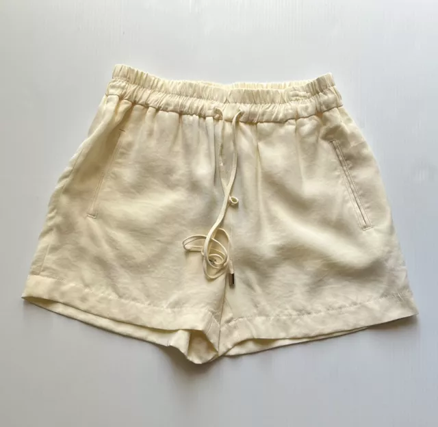 ZARA WOMAN CREAM Solid Drawstring Elastic Waist Casual Shorts Size S ...