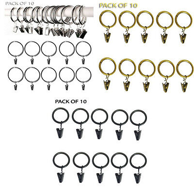 Metal Curtain Pole Rod Voile Net Rings Hooks With Clips Hanging 30 MM X 10