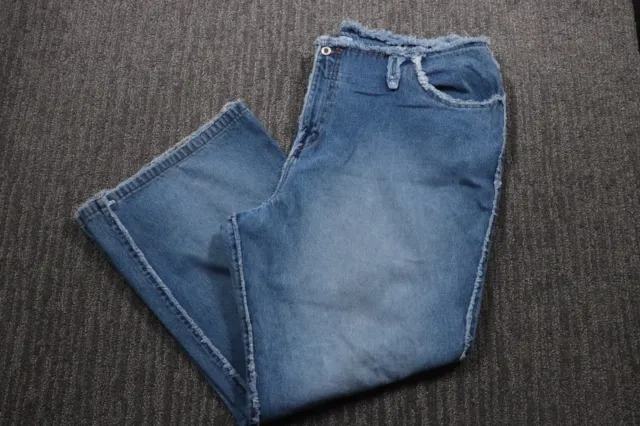 Carolina Blues Vintage Wide Leg Frayed Edge Jeans High Waist Women's Plus 26W