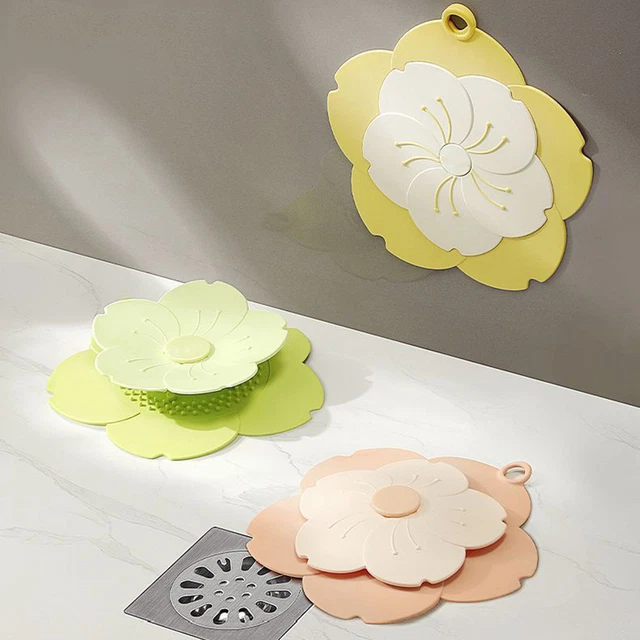 Colador de drenaje fácil de instalar desodorización en forma de flor de cerezo atrapador de cabello