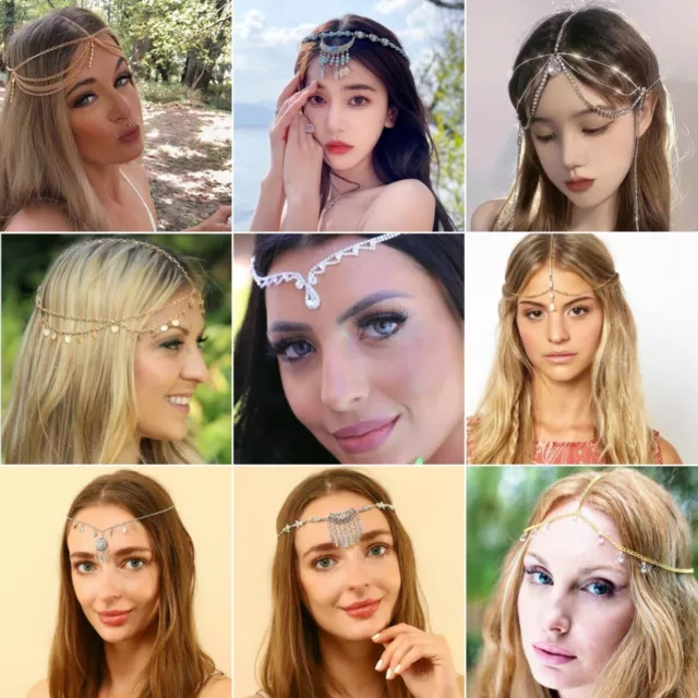 Women Fashion Metal Rhinestone Head Chain Jewelry Headband Head Piece Hair band 2