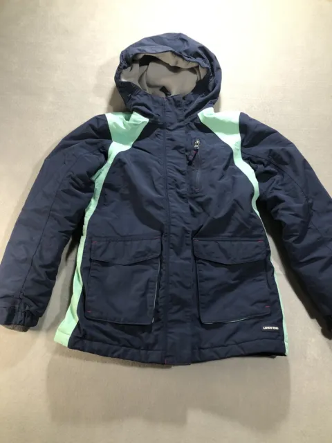 Girls Land's End Coat The Squall Winter Jacket Size M 10 / 12 Navy, Mint Green