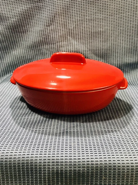 Red Silverstone 2.5 Quart Qt Oval With Lid Stoneware Casserole Baking Dish  Bake