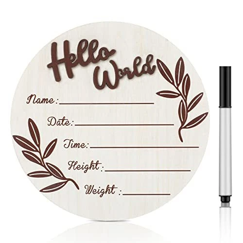 Newborn Announcement Sign Wooden Baby Announcement Sign Cherry Newborn Round