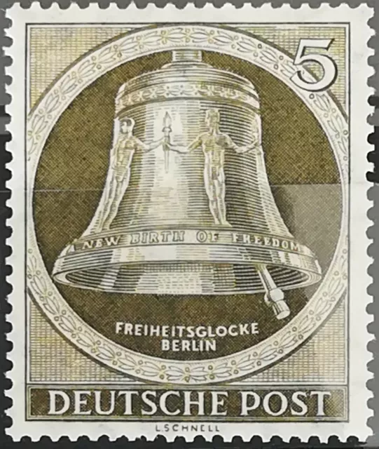 Berlin 1951 Glocke links waagerechte Gummiriffelung Mi.Nr:82y