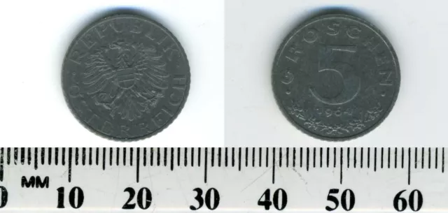 Austria 1964 - 5 Groschen Zinc Coin - Imperial Eagle with Austrian shield - #2