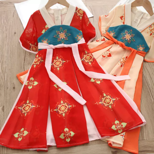 Ragazza Floreale Abito Ricamato Etnico Abbigliamento Antico Costume Ttang Hanfu