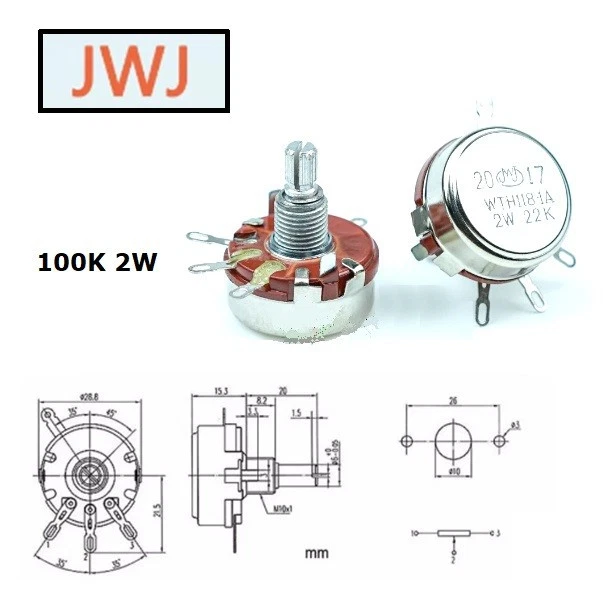 HTOYXPYYQ Relè WTH118-1A 2W 1K 2K2 4K7 10K 22K 47K Ohm Potenziometro - Foto 12