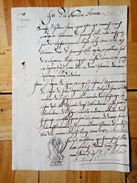 1780-Manoscritto del 7 agosto 1780-Bologna+