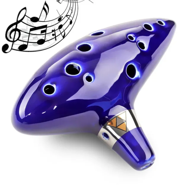 12 Hole Ocarina Ceramic Alto C Vessel Flute Blue Legend of Zelda Instrument