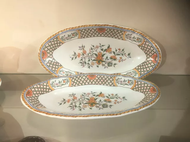 2 raviers en faïence de GIEN décor ROUEN au SAINFOIN 28 cm Service Assiette Plat