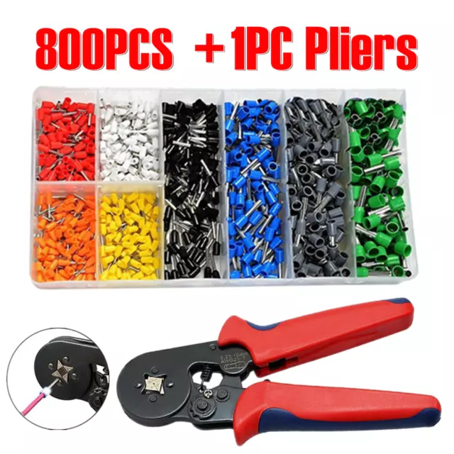 800PCS Wire Crimp Connectors Cable Cord Pin End Ferrule Tools Terminal Set