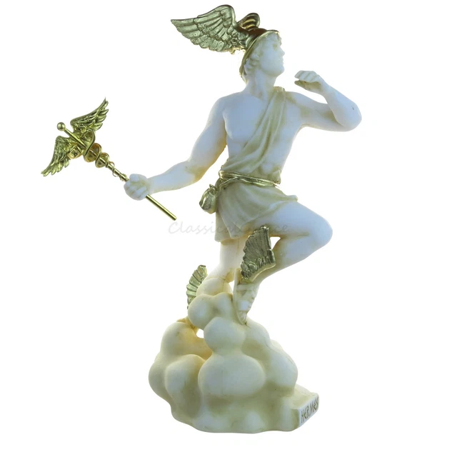 Statue Zeus Jupiter Tonnerre En Albâtre 23,5 Cm - Figurine Mythologie Grecque