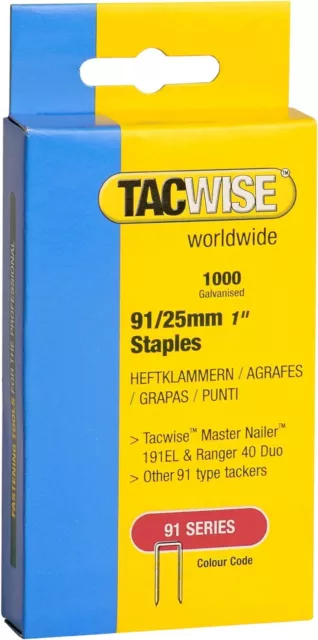 Tacwise 285 Type 91/25mm Staples for Staple Gun (1000) 25 mm 0285 25
