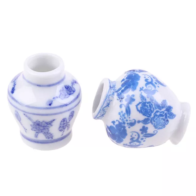 1/12 Dollhouse Miniature Blue and white porcelain vase Accessories Toy H1J&RQ