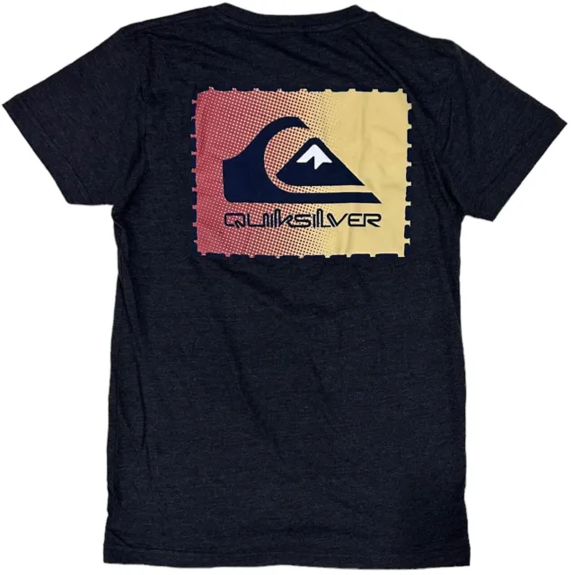 Quiksilver Men's Gradient Fade Graphic Logo Tee T-Shirt in Black Heather