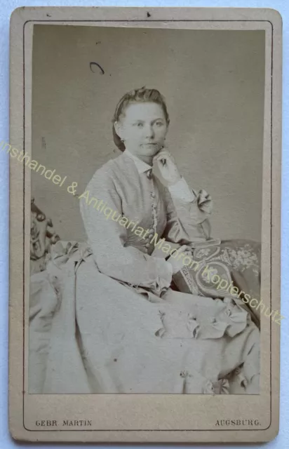 orig. CDV Foto Fotografie Augsburg 1874 Dame Frau Schmidt Gebr. Martin