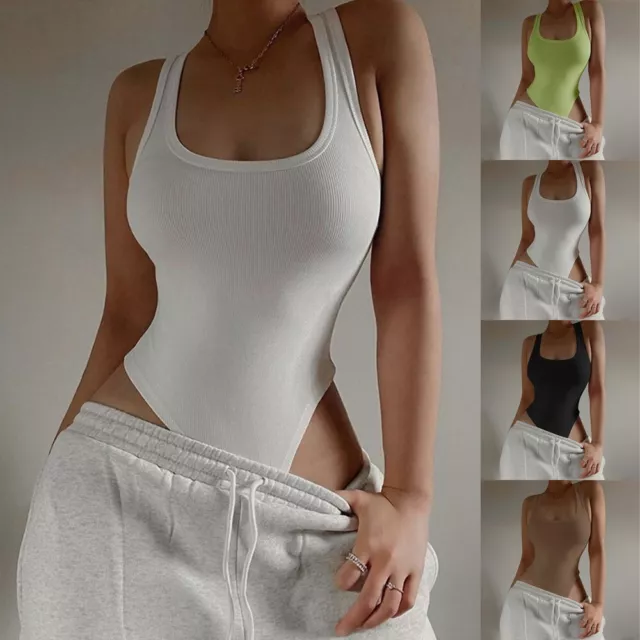 Damen Bodysuit Muskelshirt Tanga U-Ausschnitt Weich Nahtlos Normal Polyester