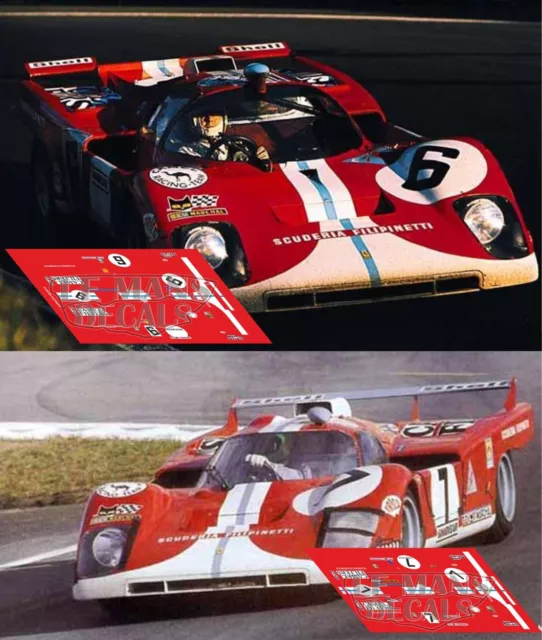 Decals Ferrari 512 M Le Mans 1971 1:32 1:43 1:24 1:18 slot  Filipinetti calcas