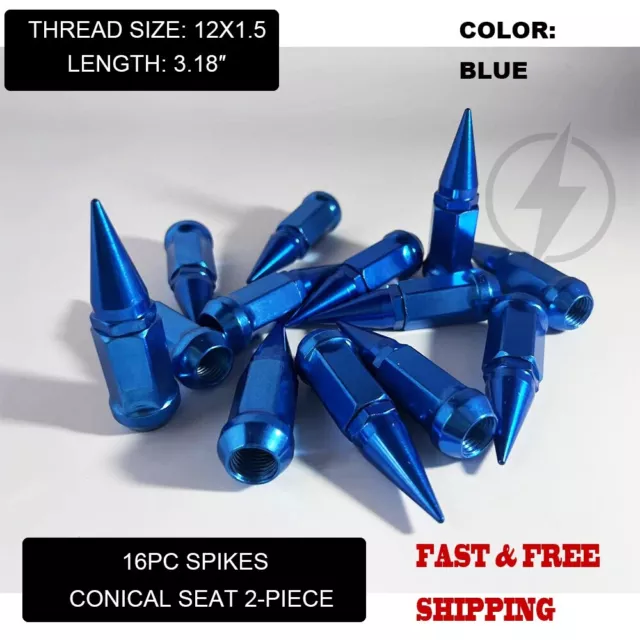 Rzr 1000 Xp 900 S Turbo Ranger M12 X 1.50 16Pc 3.18'' 2-Pc Blue Spike Lug Nuts