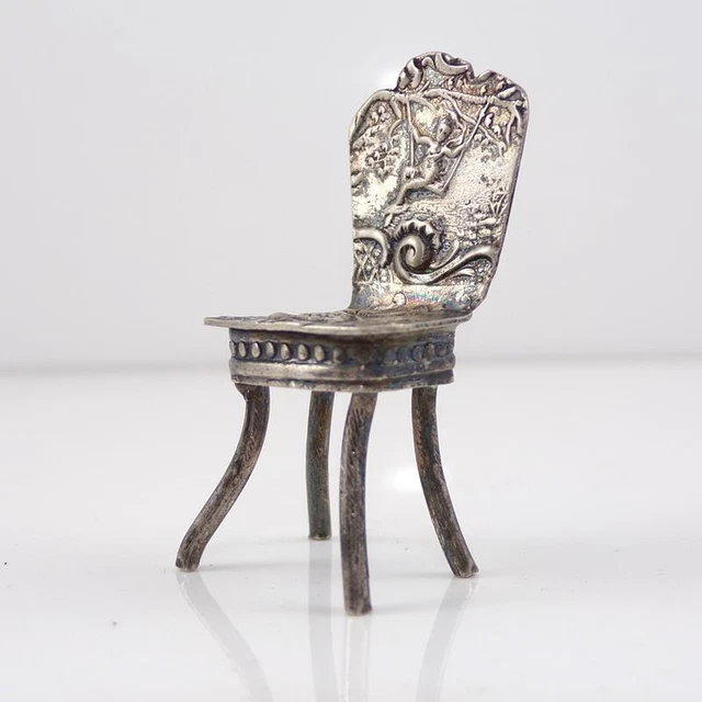 VTG Antique Victorian Sterling Silver Miniature Doll House Chair Furniture LFK3