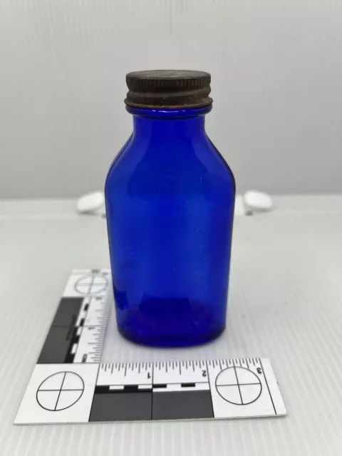 Vintage Genuine Phillips Milk Of Magnesia Cobalt Blue  Bottle W Genuine Cap