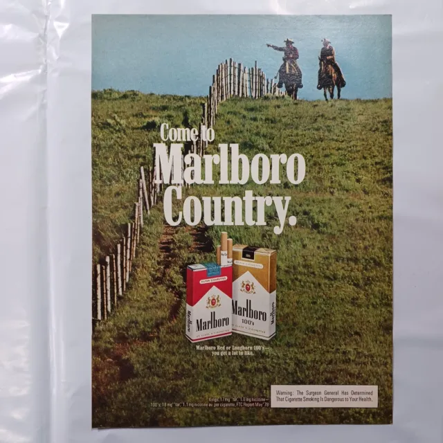 1979 Vintage Marlboro Come To Marlboro Country Cigarette Print Ad