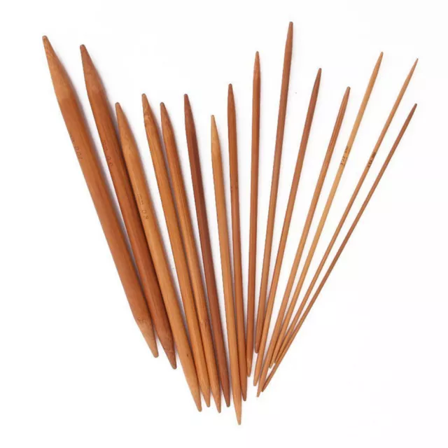 15 Sets of 20cm Professional Double Pointed Carbonized Bamboo Knitting Needles
