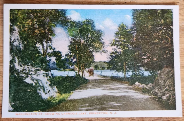 Washington Street Carnegie Lake Princeton NJ Postcard PC Circa 1920s Unused