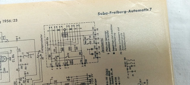 Saba Freiburg Automatico 7 - Schema elettrico 1956